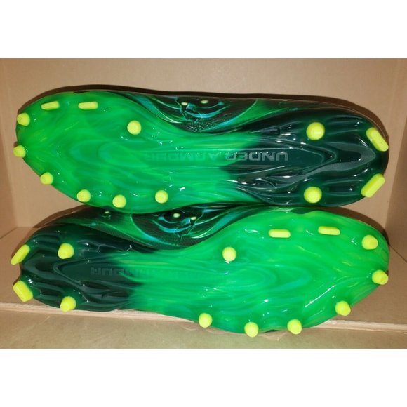 Under Armour UA Spotlight Lux MC LE Slime Green Football Cleats Men\'s Sizes NEW